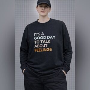 Black Graphic Sweatshirt with Motivational Text